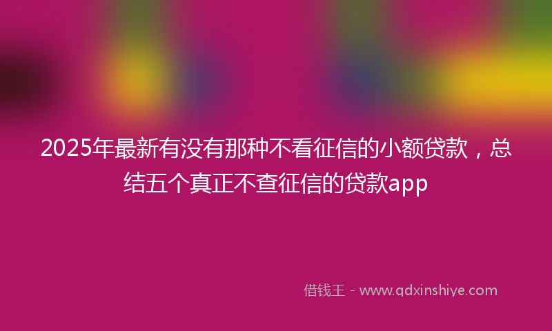 2025年最新有没有那种不看征信的小额贷款，总结五个真正不查征信的贷款app