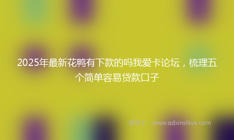 2025年最新花鸭有下款的吗我爱卡论坛，梳理五个简单容易贷款口子