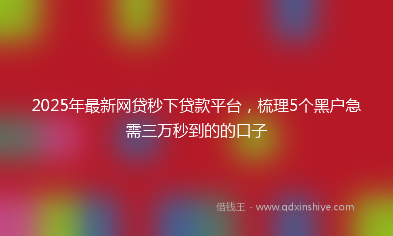 2025年最新网贷秒下贷款平台，梳理5个黑户急需三万秒到的的口子