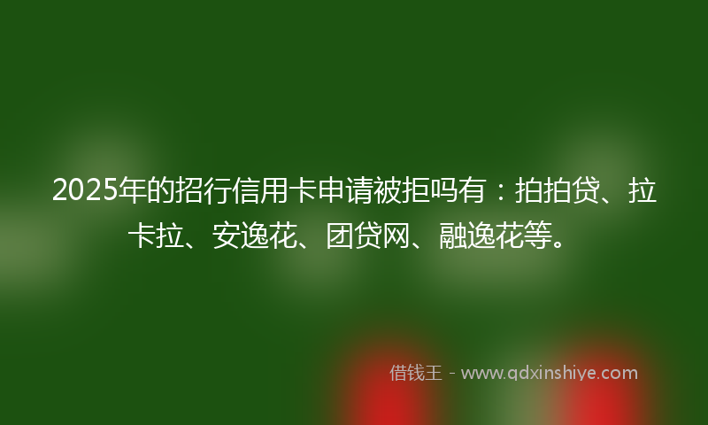 2025年的招行信用卡申请被拒吗有：拍拍贷、拉卡拉、安逸花、团贷网、融逸花等。