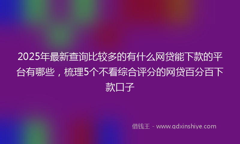 2025年最新查询比较多的有什么网贷能下款的平台有哪些，梳理5个不看综合评分的网贷百分百下款口子