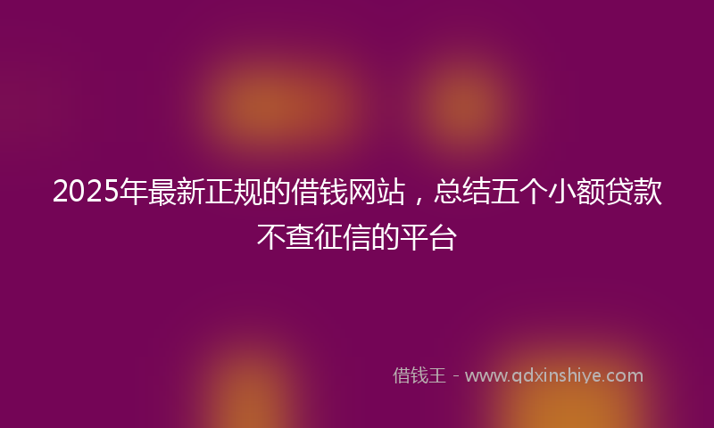 2025年最新正规的借钱网站，总结五个小额贷款不查征信的平台