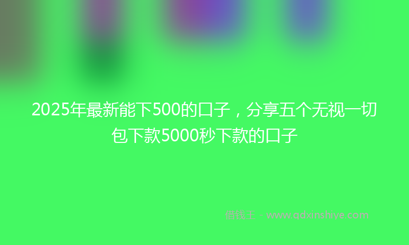 2025年最新能下500的口子，分享五个无视一切包下款5000秒下款的口子
