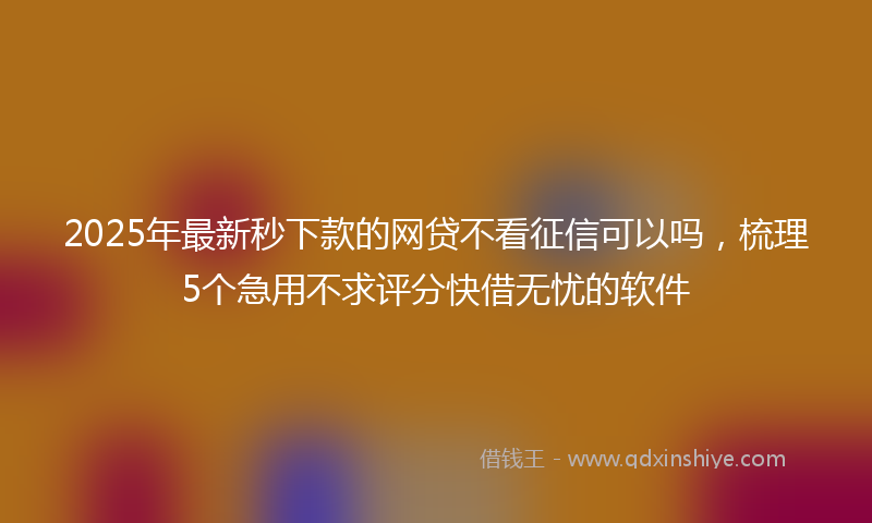 2025年最新秒下款的网贷不看征信可以吗，梳理5个急用不求评分快借无忧的软件