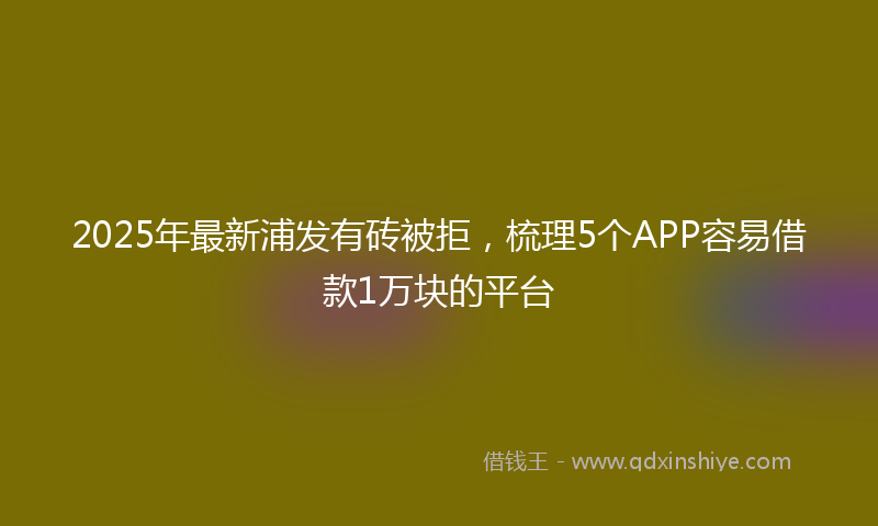 2025年最新浦发有砖被拒，梳理5个APP容易借款1万块的平台
