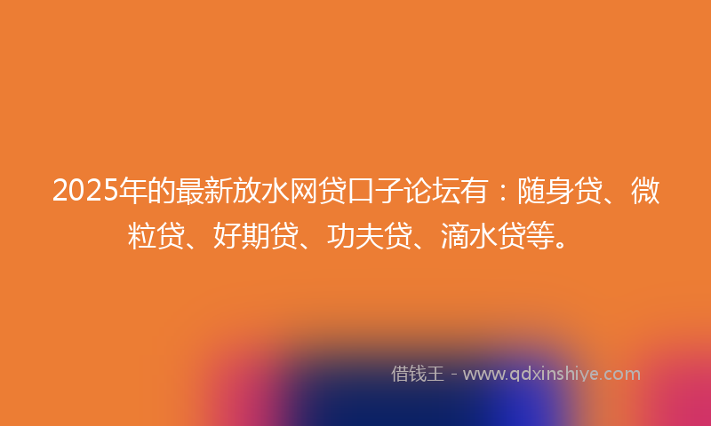 2025年的最新放水网贷口子论坛有：随身贷、微粒贷、好期贷、功夫贷、滴水贷等。