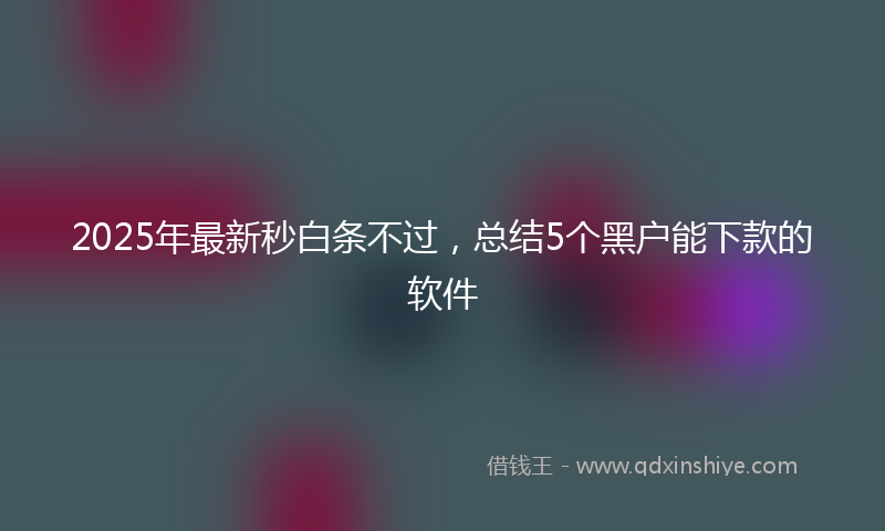 2025年最新秒白条不过，总结5个黑户能下款的软件