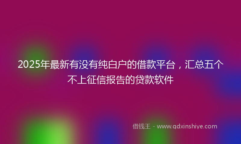2025年最新有没有纯白户的借款平台，汇总五个不上征信报告的贷款软件