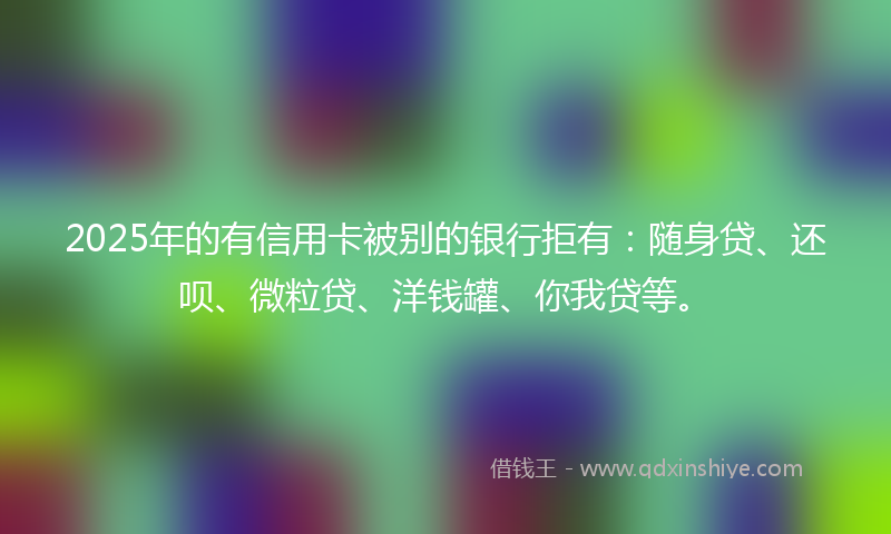 2025年的有信用卡被别的银行拒有：随身贷、还呗、微粒贷、洋钱罐、你我贷等。