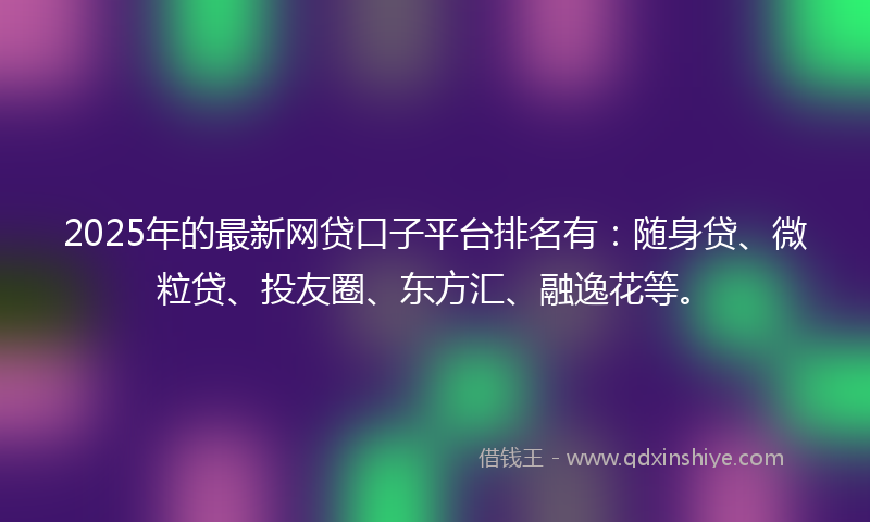 2025年的最新网贷口子平台排名有：随身贷、微粒贷、投友圈、东方汇、融逸花等。