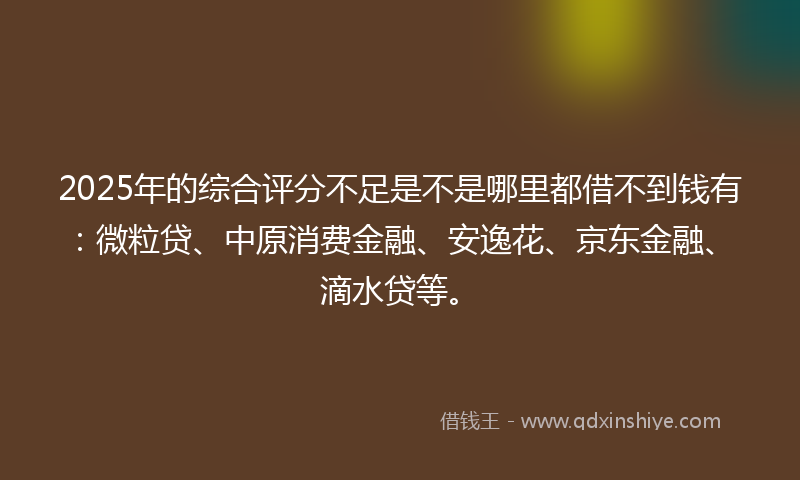 2025年的综合评分不足是不是哪里都借不到钱有：微粒贷、中原消费金融、安逸花、京东金融、滴水贷等。