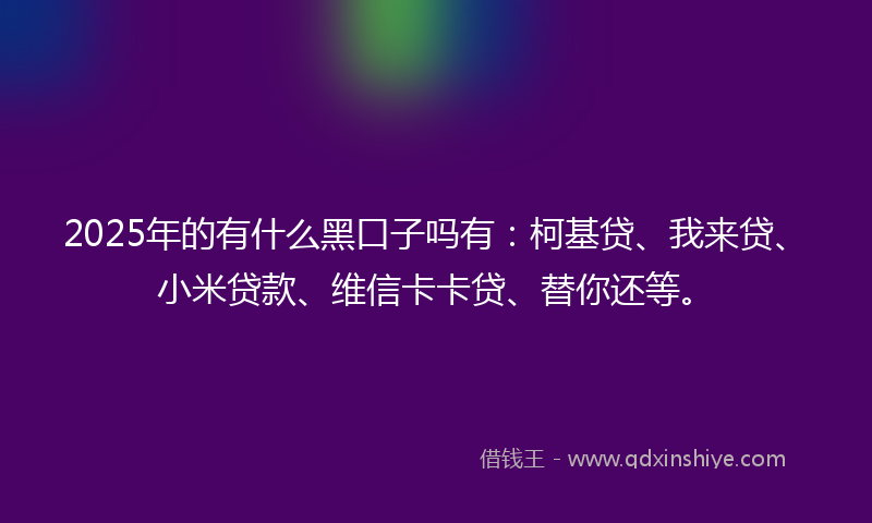 2025年的有什么黑口子吗有：柯基贷、我来贷、小米贷款、维信卡卡贷、替你还等。