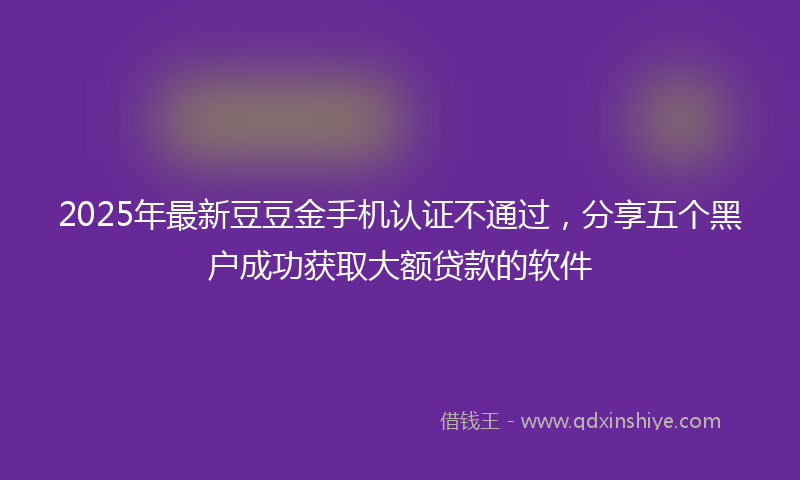 2025年最新豆豆金手机认证不通过，分享五个黑户成功获取大额贷款的软件