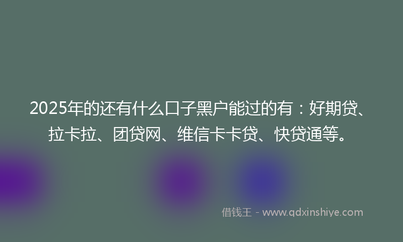 2025年的还有什么口子黑户能过的有：好期贷、拉卡拉、团贷网、维信卡卡贷、快贷通等。