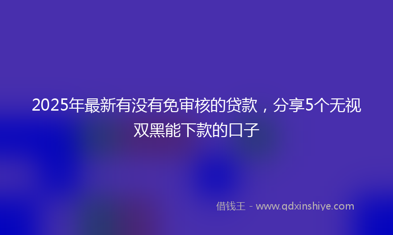 2025年最新有没有免审核的贷款，分享5个无视双黑能下款的口子