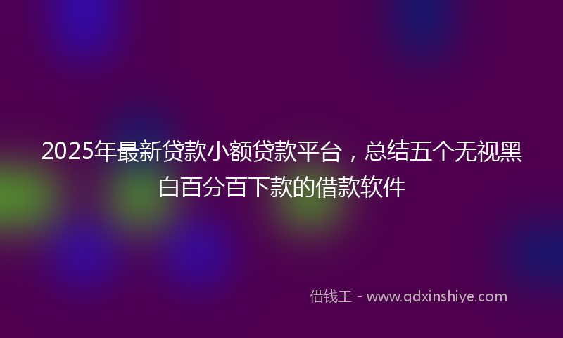 2025年最新贷款小额贷款平台，总结五个无视黑白百分百下款的借款软件