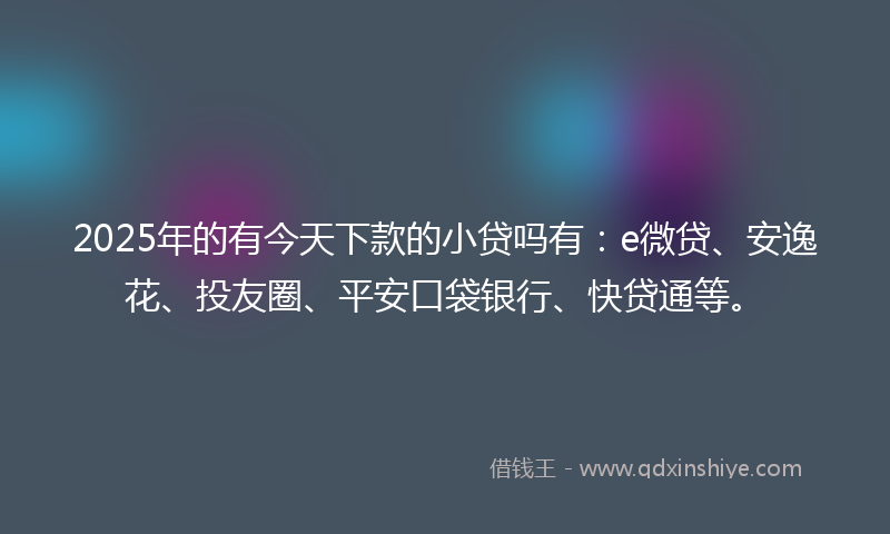 2025年的有今天下款的小贷吗有：e微贷、安逸花、投友圈、平安口袋银行、快贷通等。