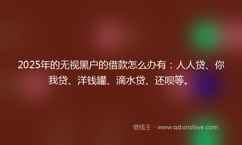 2025年的无视黑户的借款怎么办有：人人贷、你我贷、洋钱罐、滴水贷、还呗等。