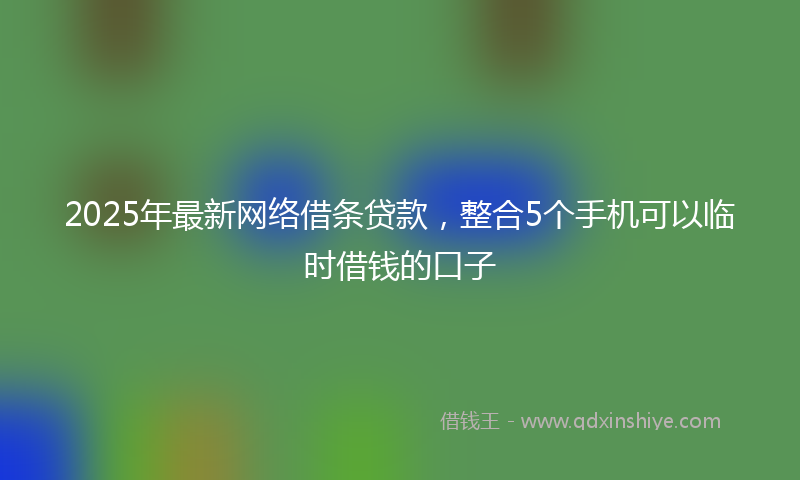 2025年最新网络借条贷款，整合5个手机可以临时借钱的口子