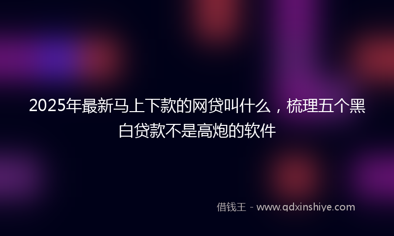 2025年最新马上下款的网贷叫什么，梳理五个黑白贷款不是高炮的软件