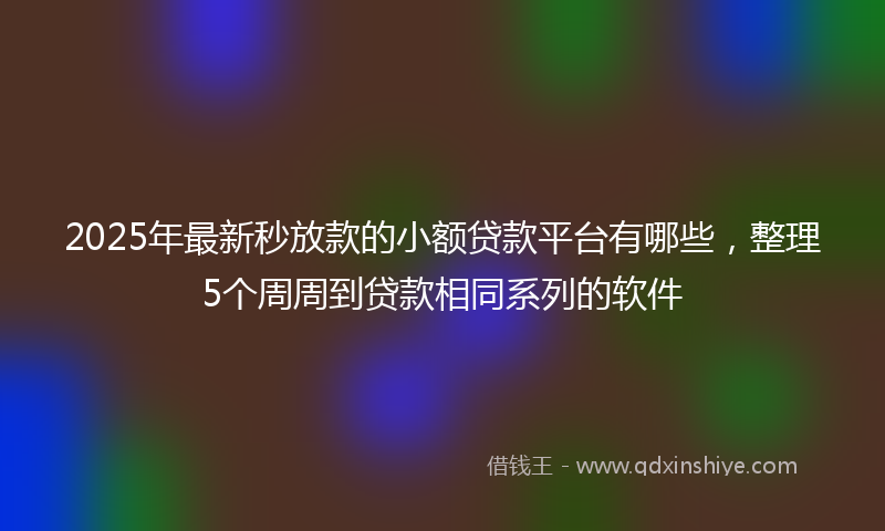 2025年最新秒放款的小额贷款平台有哪些，整理5个周周到贷款相同系列的软件