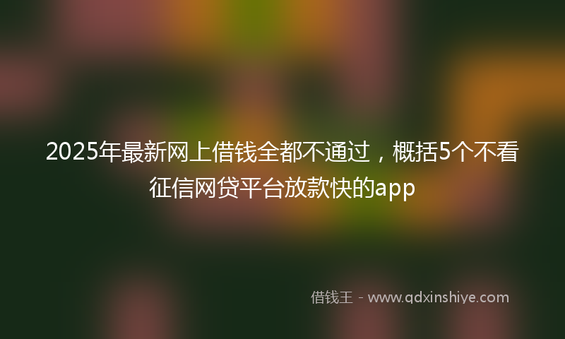 2025年最新网上借钱全都不通过，概括5个不看征信网贷平台放款快的app