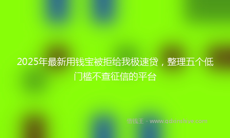2025年最新用钱宝被拒给我极速贷，整理五个低门槛不查征信的平台