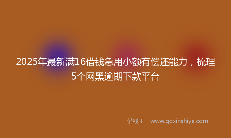 2025年最新满16借钱急用小额有偿还能力，梳理5个网黑逾期下款平台