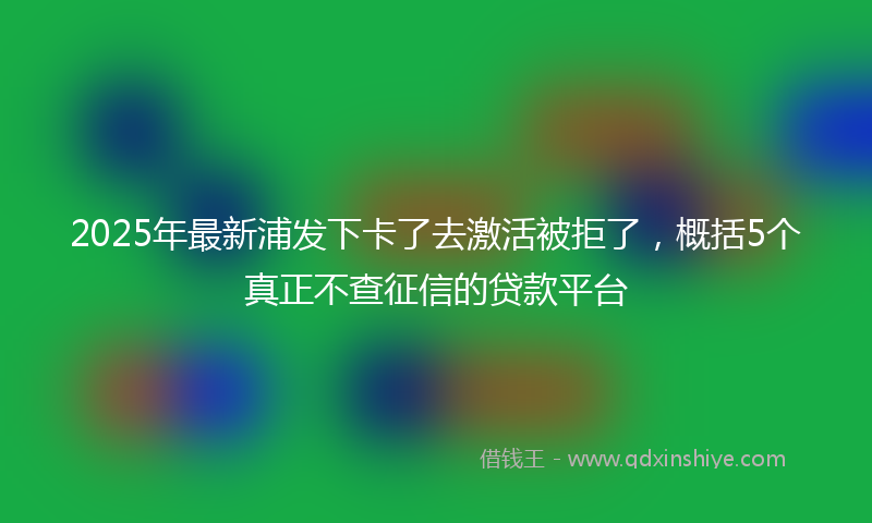 2025年最新浦发下卡了去激活被拒了，概括5个真正不查征信的贷款平台