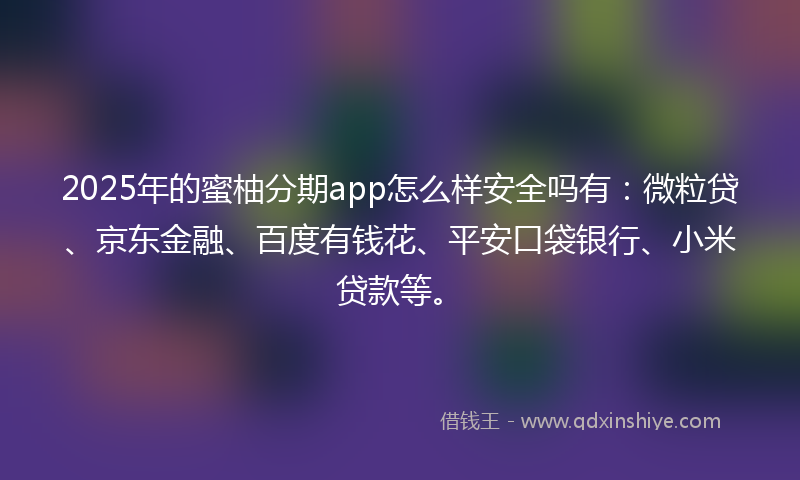 2025年的蜜柚分期app怎么样安全吗有：微粒贷、京东金融、百度有钱花、平安口袋银行、小米贷款等。
