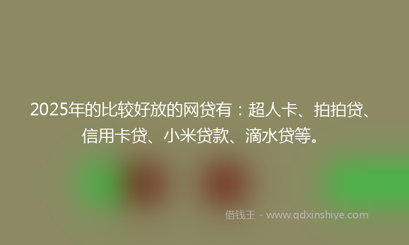 2025年的比较好放的网贷有：超人卡、拍拍贷、信用卡贷、小米贷款、滴水贷等。