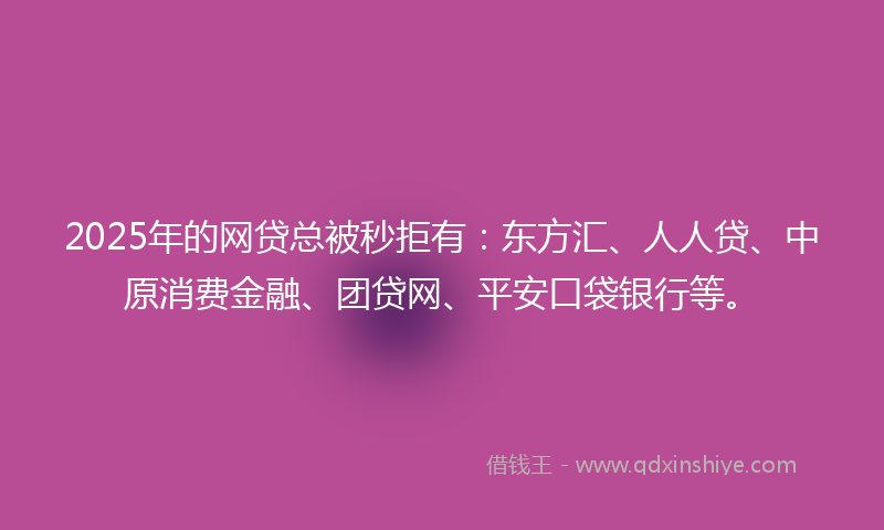 2025年的网贷总被秒拒有：东方汇、人人贷、中原消费金融、团贷网、平安口袋银行等。