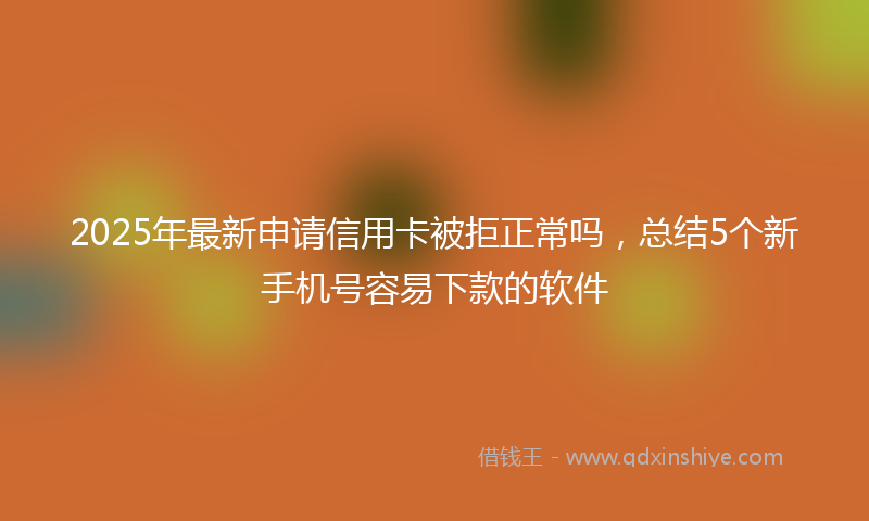 2025年最新申请信用卡被拒正常吗，总结5个新手机号容易下款的软件