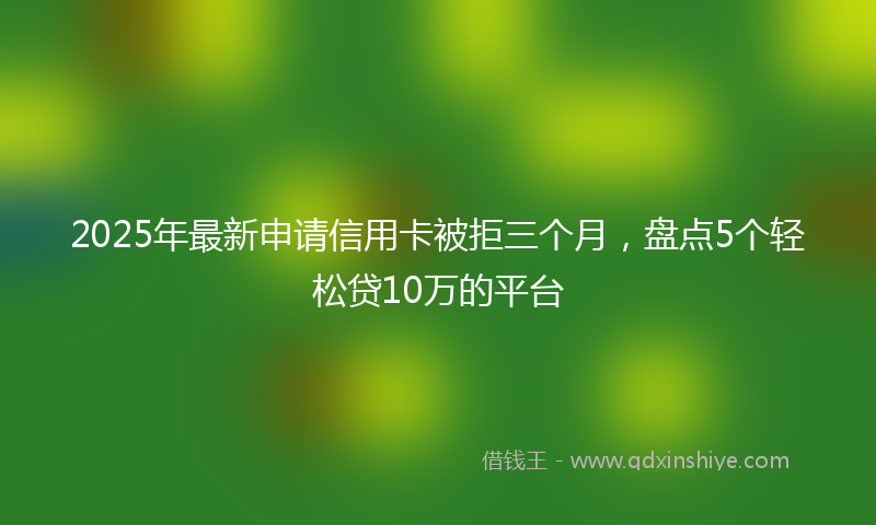 2025年最新申请信用卡被拒三个月，盘点5个轻松贷10万的平台