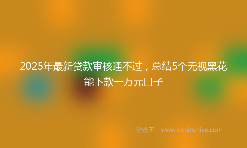 2025年最新贷款审核通不过，总结5个无视黑花能下款一万元口子