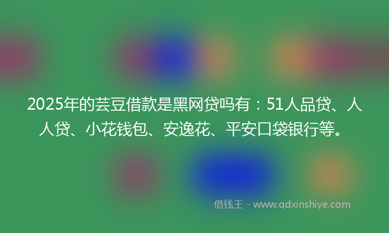 2025年的芸豆借款是黑网贷吗有：51人品贷、人人贷、小花钱包、安逸花、平安口袋银行等。