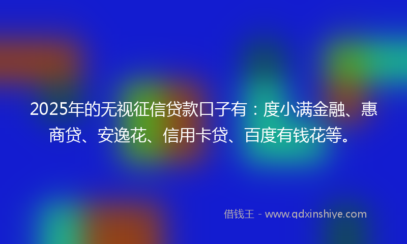 2025年的无视征信贷款口子有：度小满金融、惠商贷、安逸花、信用卡贷、百度有钱花等。