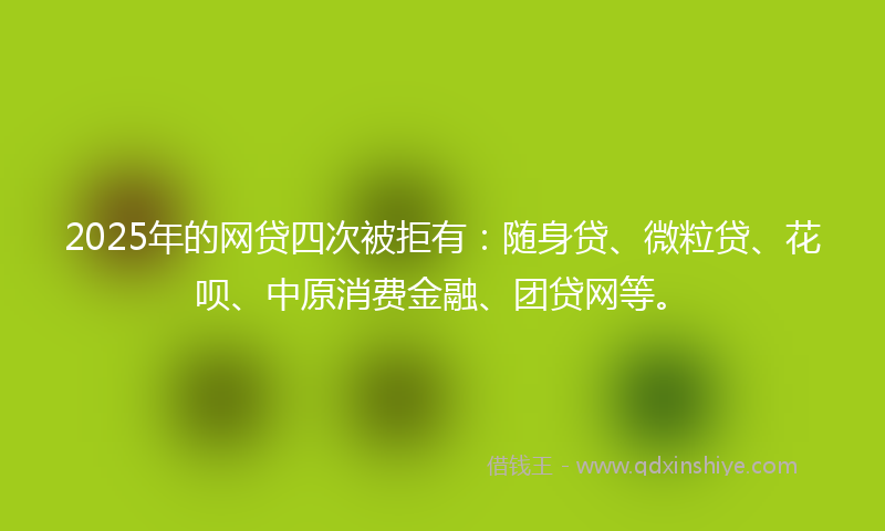 2025年的网贷四次被拒有：随身贷、微粒贷、花呗、中原消费金融、团贷网等。