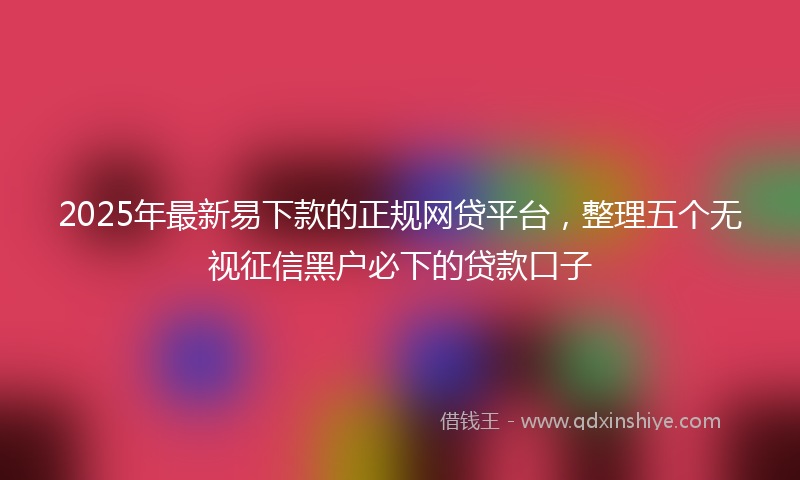 2025年最新易下款的正规网贷平台，整理五个无视征信黑户必下的贷款口子