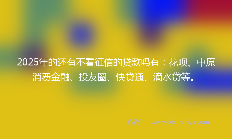 2025年的还有不看征信的贷款吗有：花呗、中原消费金融、投友圈、快贷通、滴水贷等。