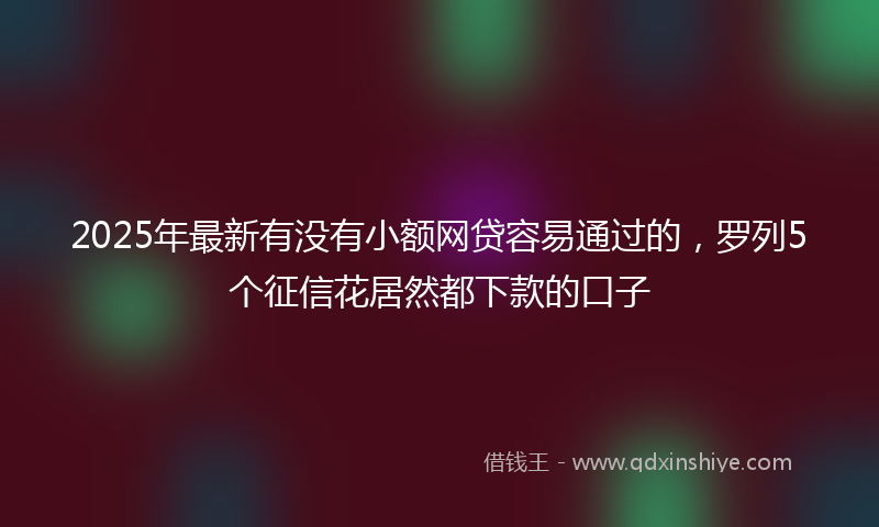 2025年最新有没有小额网贷容易通过的，罗列5个征信花居然都下款的口子