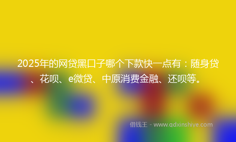 2025年的网贷黑口子哪个下款快一点有：随身贷、花呗、e微贷、中原消费金融、还呗等。