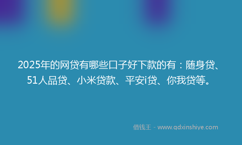 2025年的网贷有哪些口子好下款的有：随身贷、51人品贷、小米贷款、平安i贷、你我贷等。
