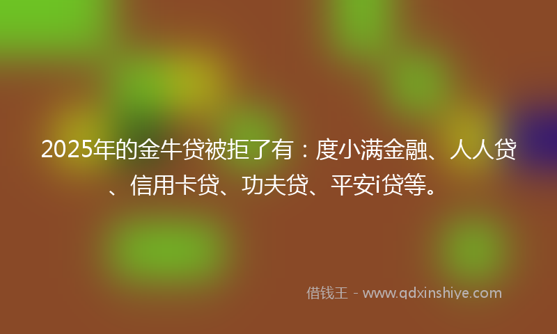 2025年的金牛贷被拒了有：度小满金融、人人贷、信用卡贷、功夫贷、平安i贷等。
