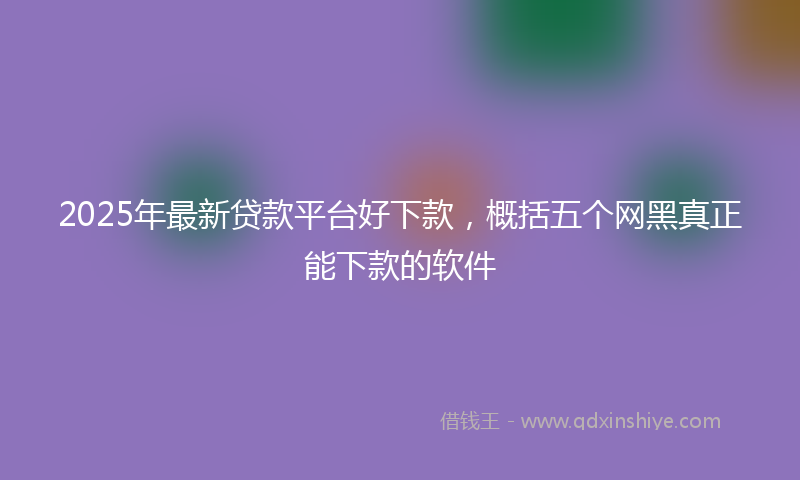 2025年最新贷款平台好下款，概括五个网黑真正能下款的软件