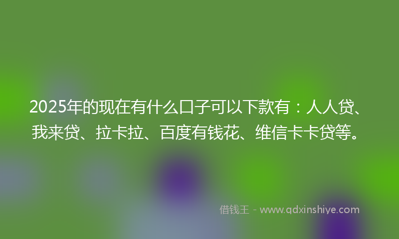 2025年的现在有什么口子可以下款有：人人贷、我来贷、拉卡拉、百度有钱花、维信卡卡贷等。