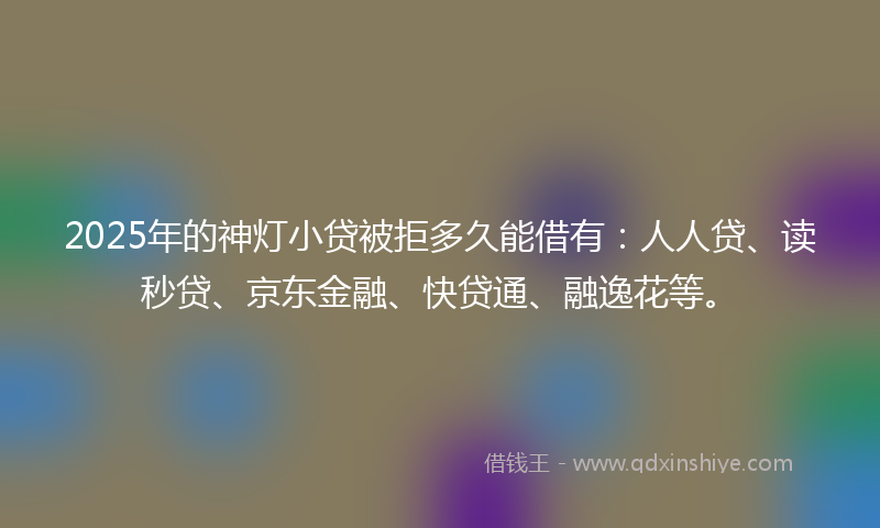 2025年的神灯小贷被拒多久能借有：人人贷、读秒贷、京东金融、快贷通、融逸花等。