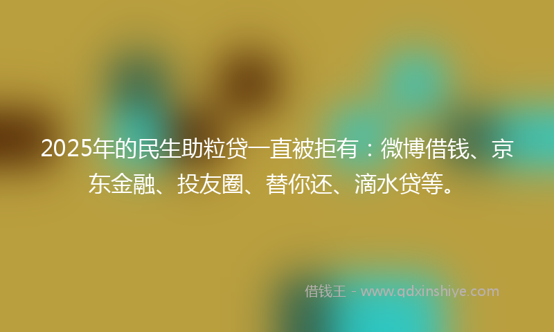 2025年的民生助粒贷一直被拒有：微博借钱、京东金融、投友圈、替你还、滴水贷等。