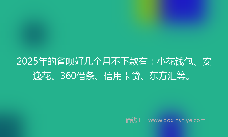 2025年的省呗好几个月不下款有：小花钱包、安逸花、360借条、信用卡贷、东方汇等。