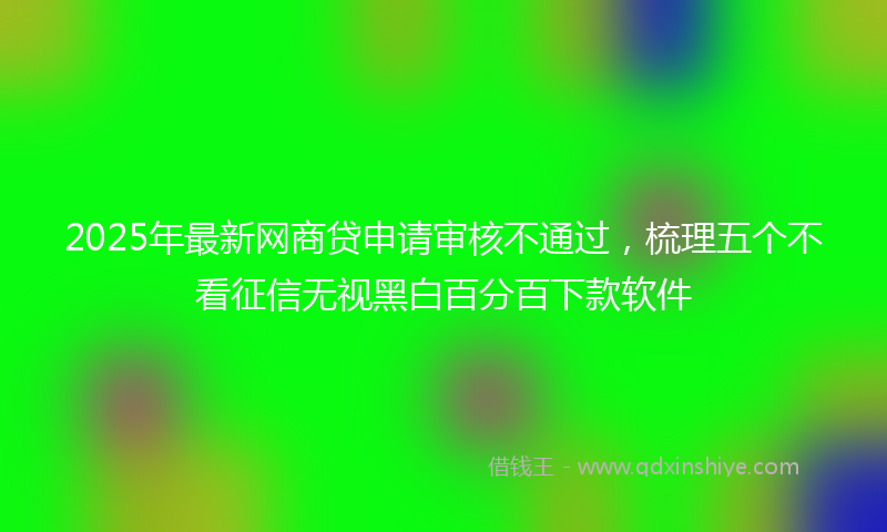 2025年最新网商贷申请审核不通过，梳理五个不看征信无视黑白百分百下款软件